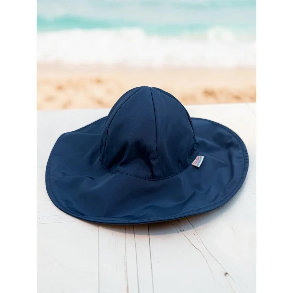 RuggedButts Navy Blue Wide Brim Adjustable Sun Hat 0-6m